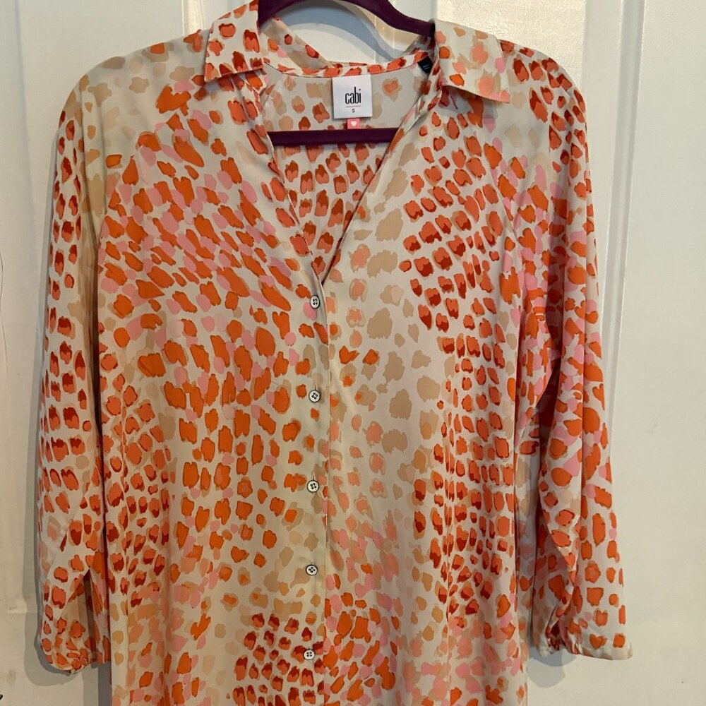 Long Sleeve Button Up Polyester Top - image 1